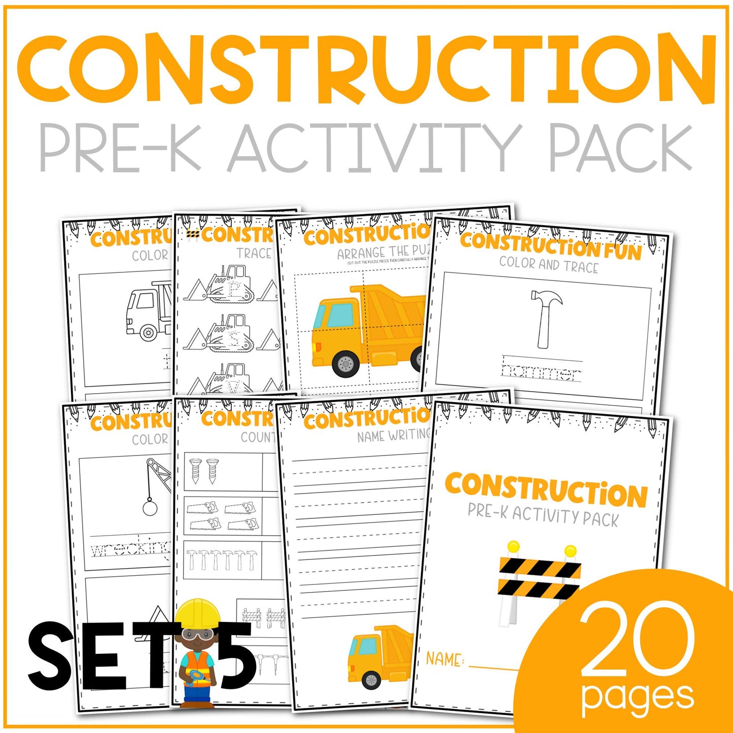 Construction PreK Activity Pack