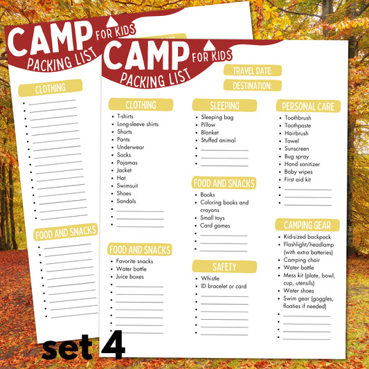 Camp Packing List for Kids