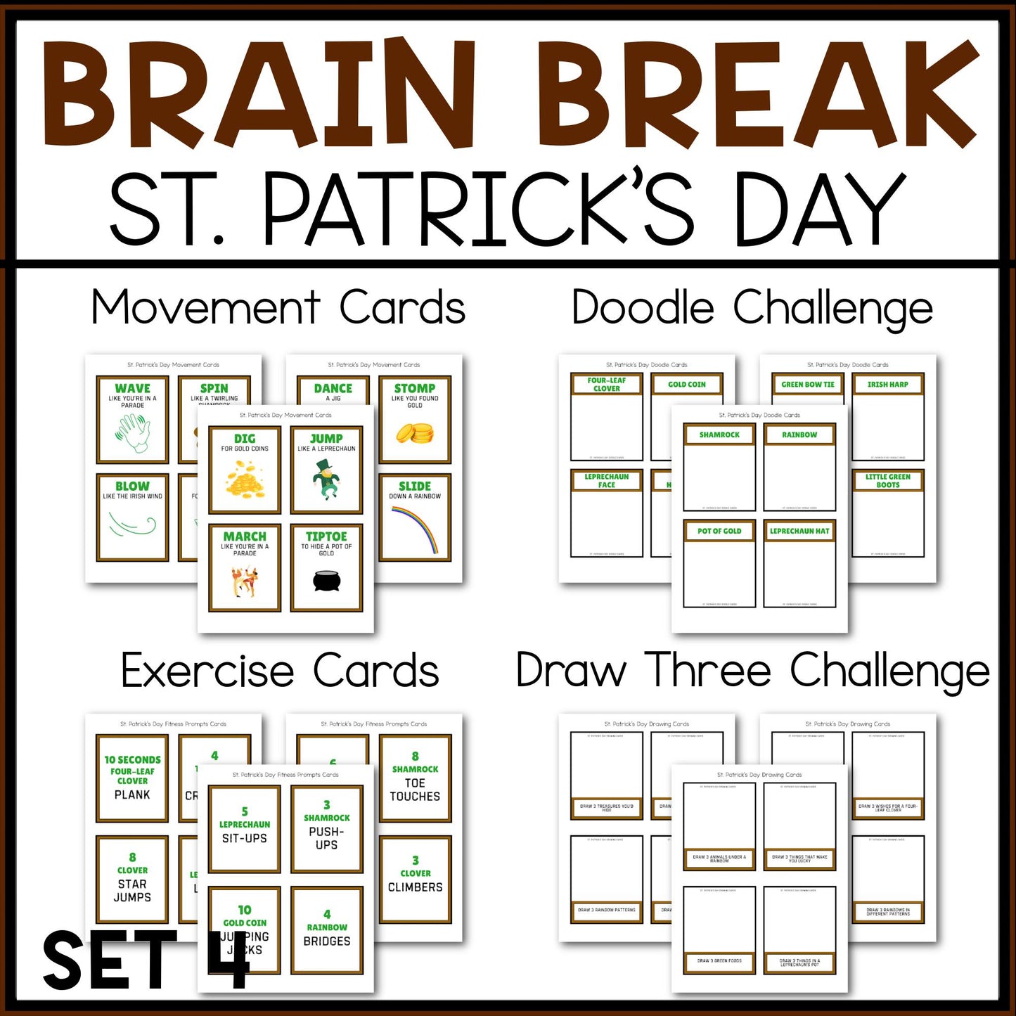 St. Patrick's Day Brain Break Cards