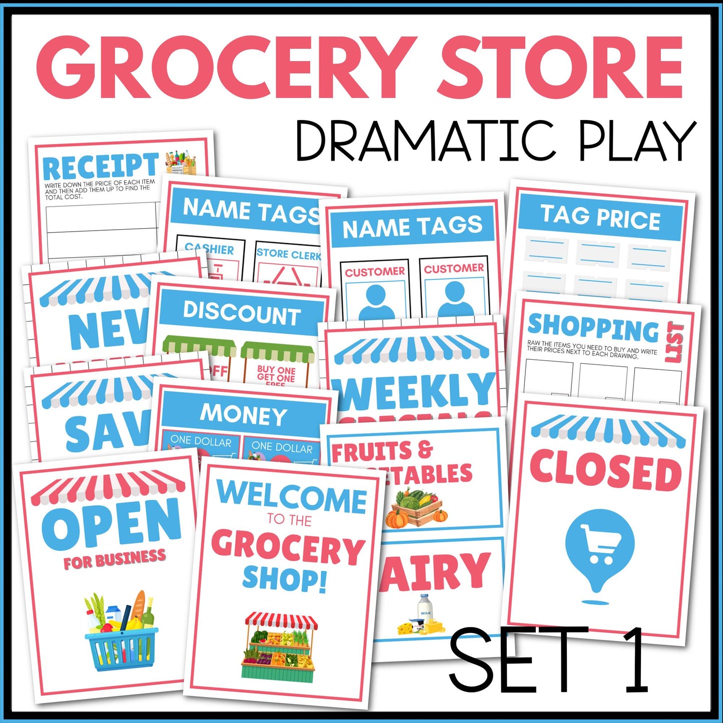 Grocery Store Dramatic Play Printable