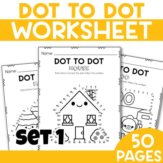 WORKSHEET dot to dot - 50 PAGES