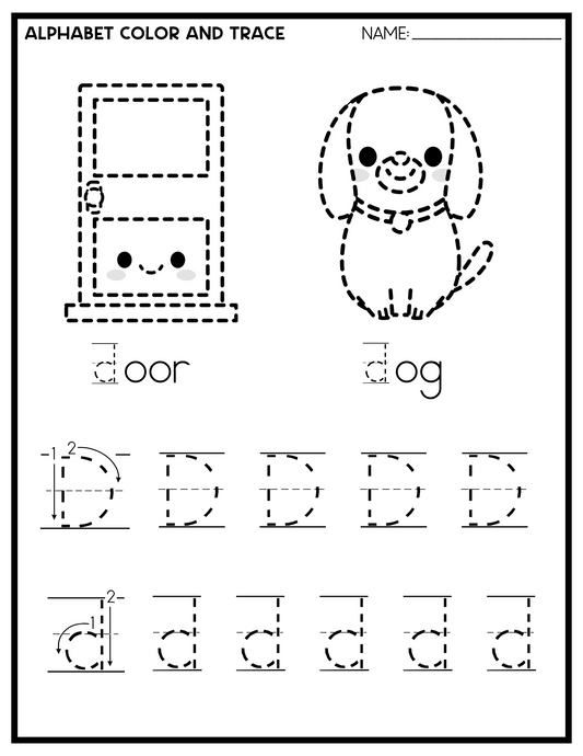 Alphabet Printable Color and Trace Limited PLR