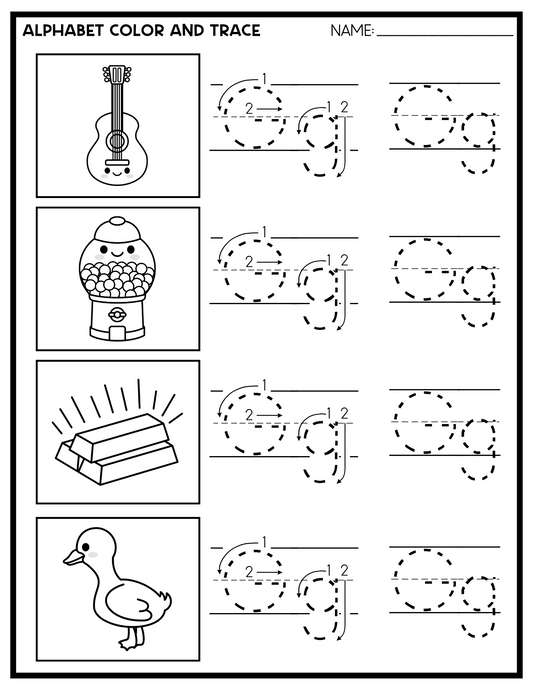 Alphabet Printable Color and Trace Limited PLR Set 2