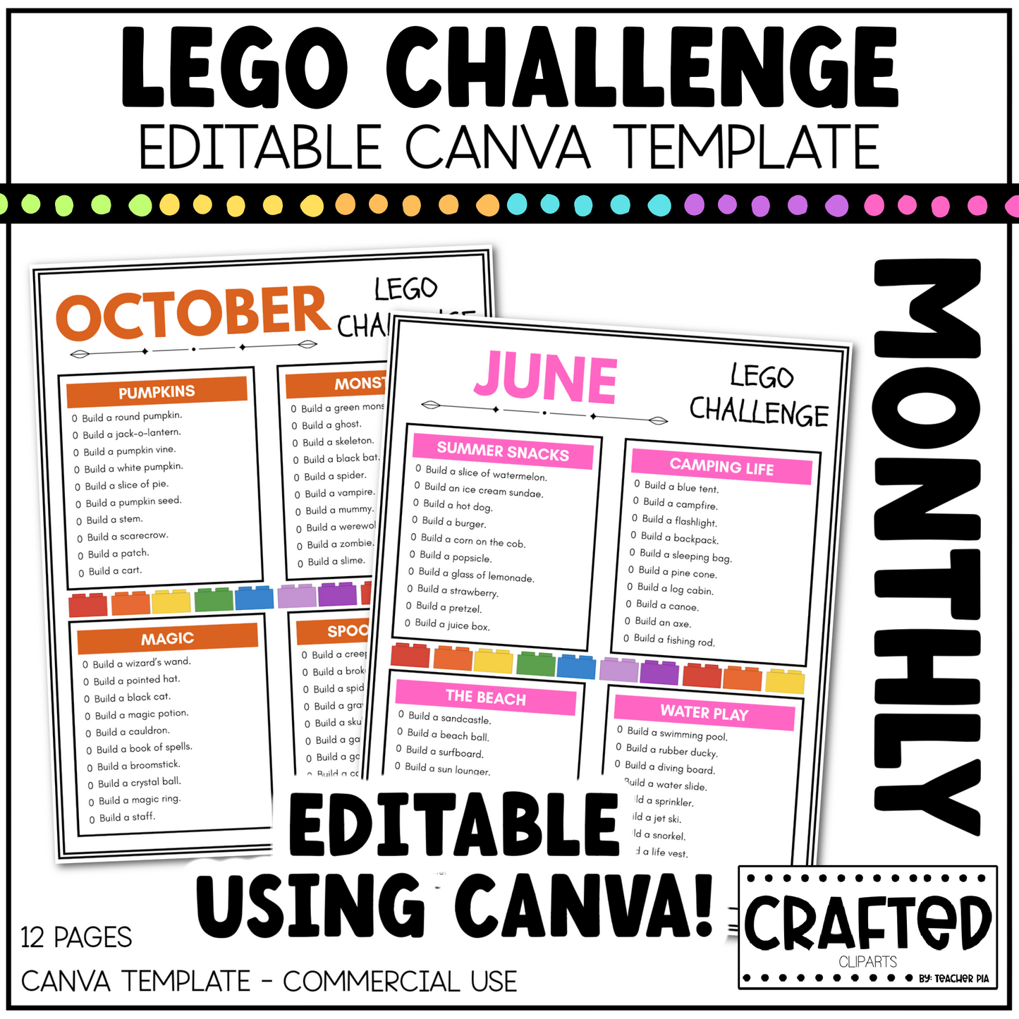 EDITABLE Le go Challenge For Kids Canva Template Commercial Use