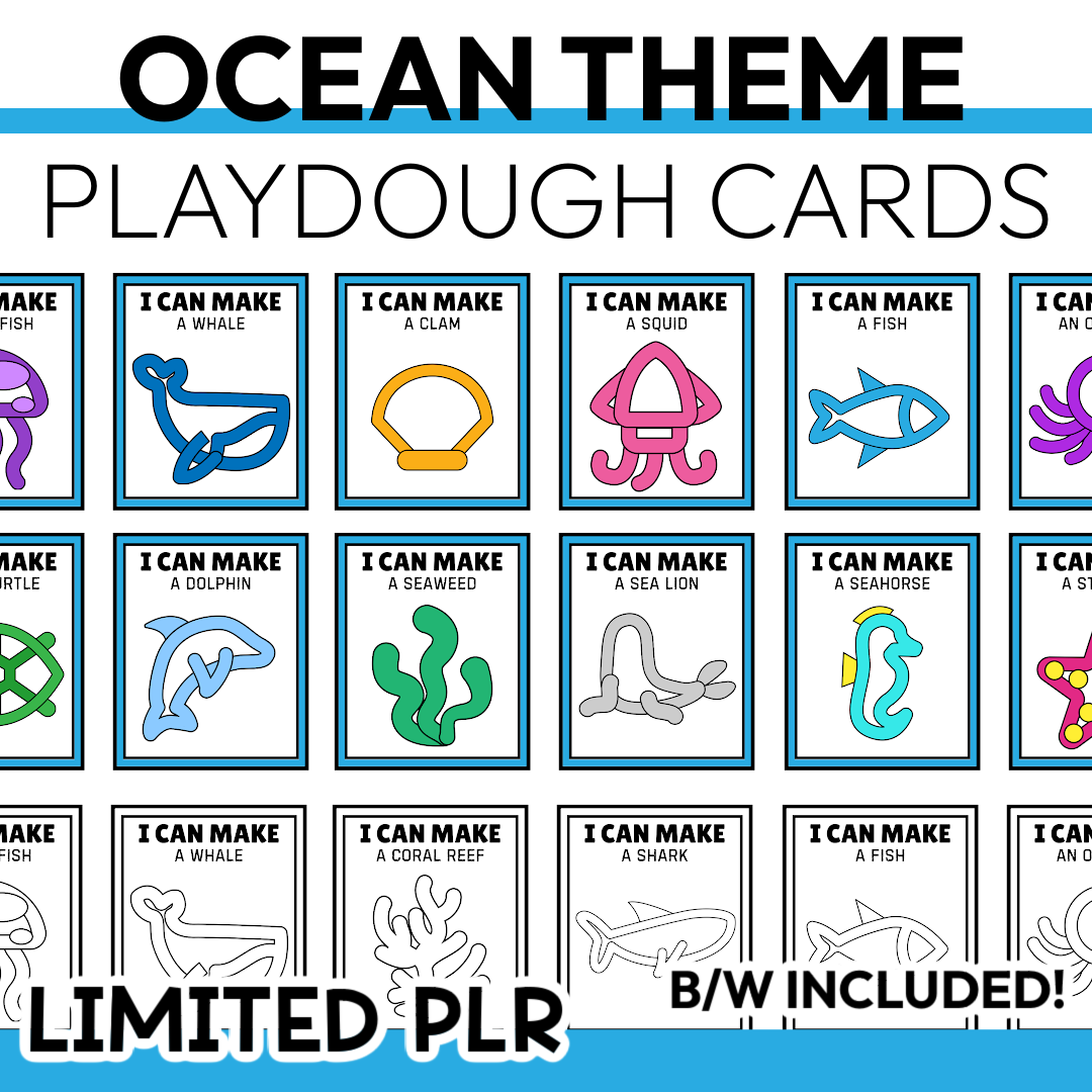 Ocean Life Playdough Cards Limited PLR