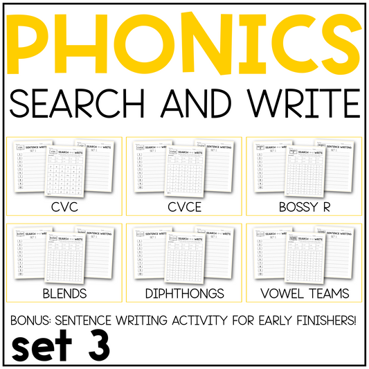 Phonics Search and Write Bundle Commercial Use