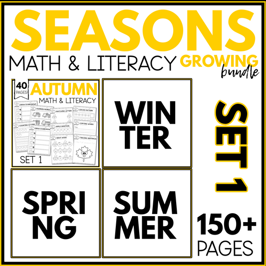Kindergarten Math and Literacy Worksheet Growing Bundle