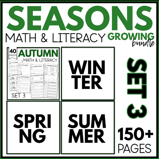Kindergarten Math and Literacy Worksheet Growing Bundle