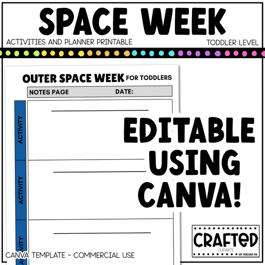 Editable Outer Space Week Activities and Planner Toddler Canva Template 2-4 Sped