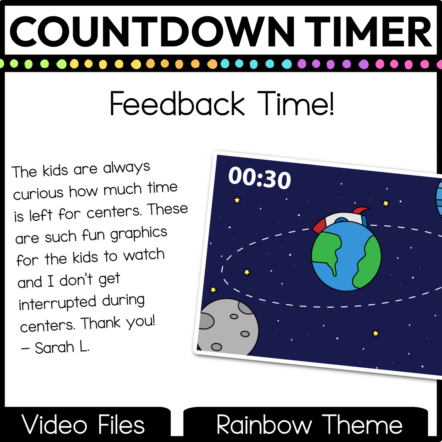Space Theme Visual Timer Countdown Classroom Management Video