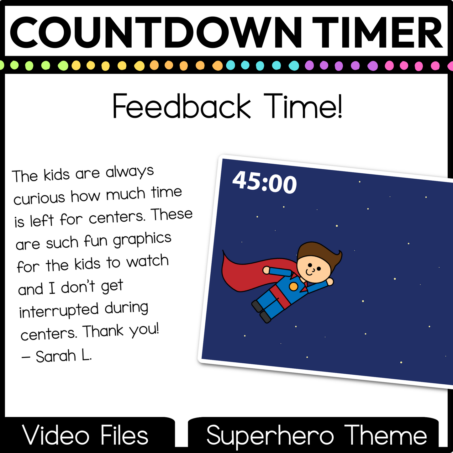 Superhero Theme Visual Timer Countdown Classroom Management Video