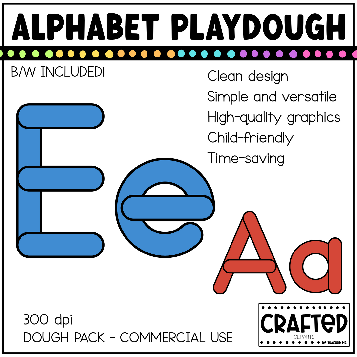 Rainbow Alphabet Playdough Clipart Pack