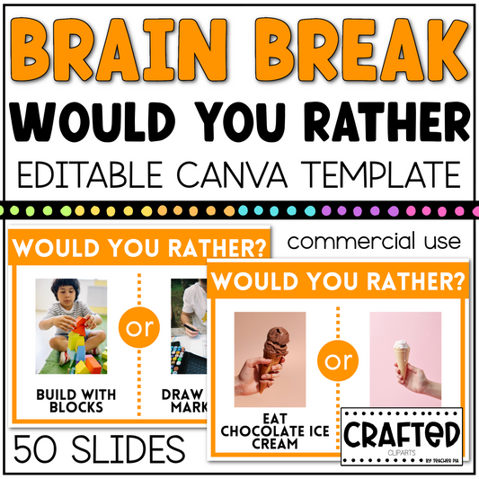 BRAIN BREAK Would You Rather Canva Template Slides Ice Breaker