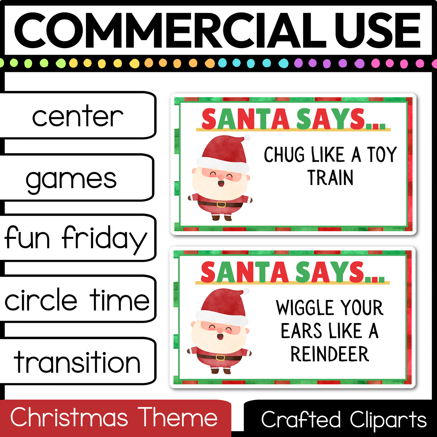 Editable Christmas Santa Says Virtual Brain Break Game Canva Template Slides