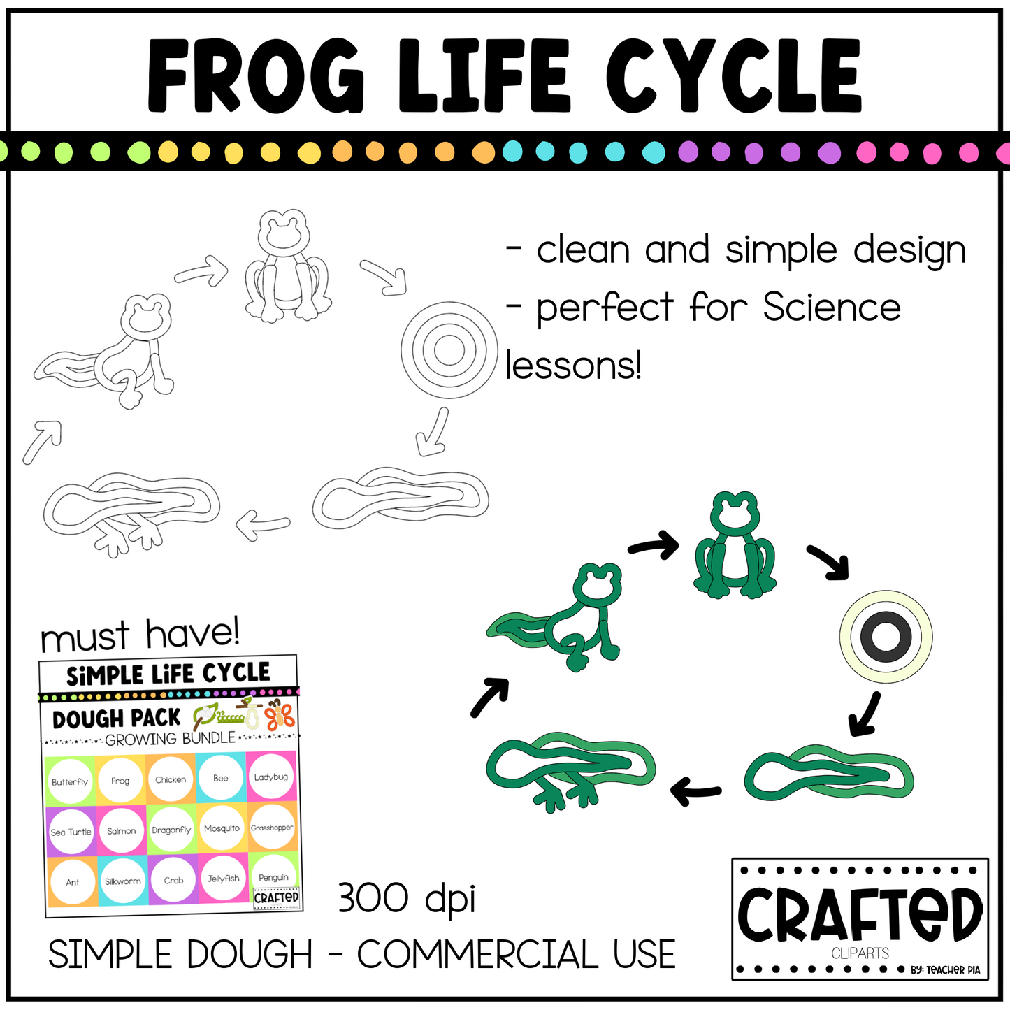 Simple Frog Life Cycle Playdough Pack