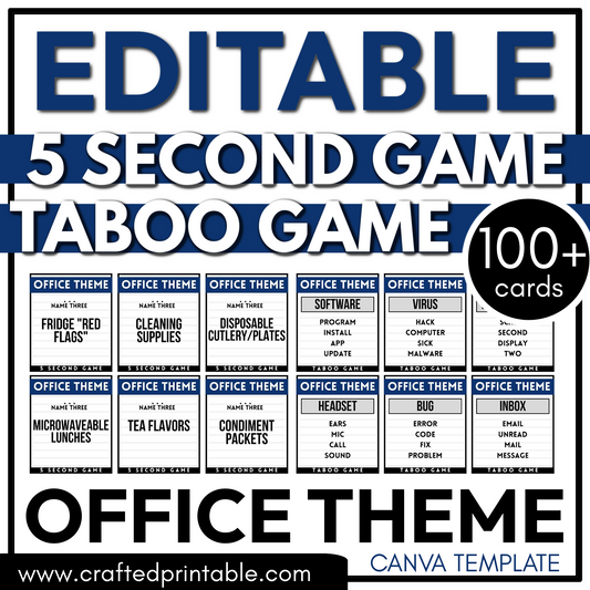 Editable Office Theme PLR Party Game 5 Second Game & Taboo Forbidden Word Game Commercial Use
