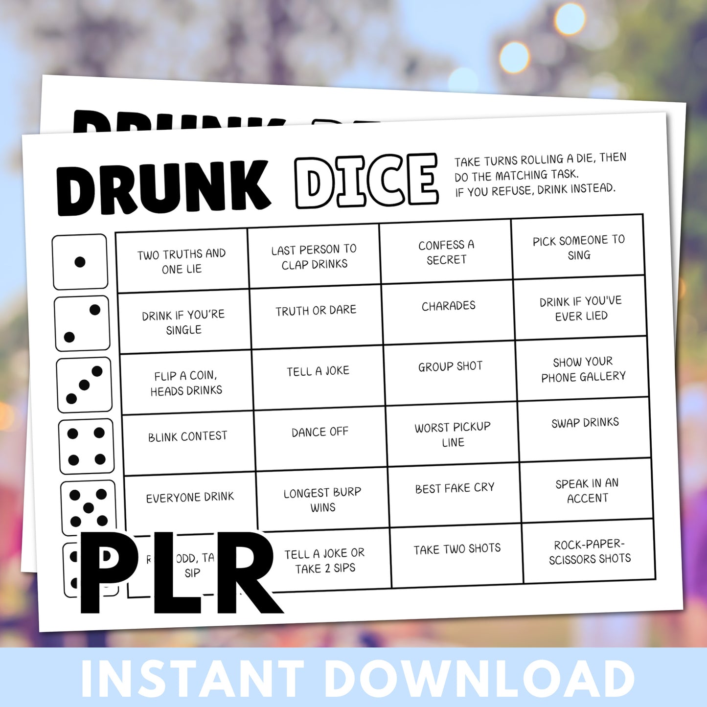 Drunk Dice Game Limited PLR