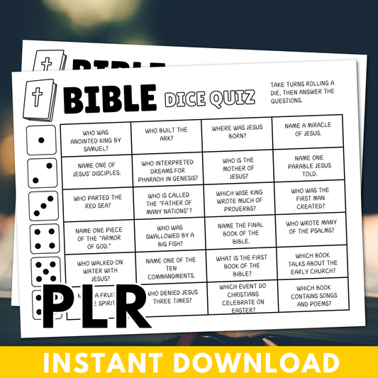 Bible Dice Quiz Limited PLR
