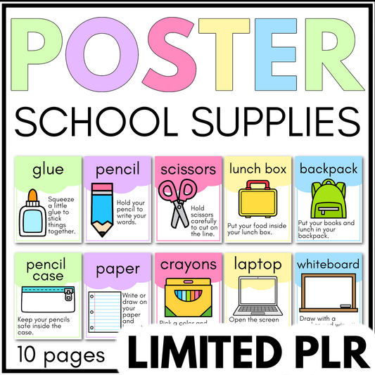 School Supplies Poster Limited PLR