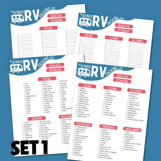 RV Packing List Commercial Use