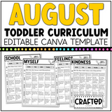 AUGUST Editable Toddler Curriculum Canva Template Daycare Homeschool Tot School