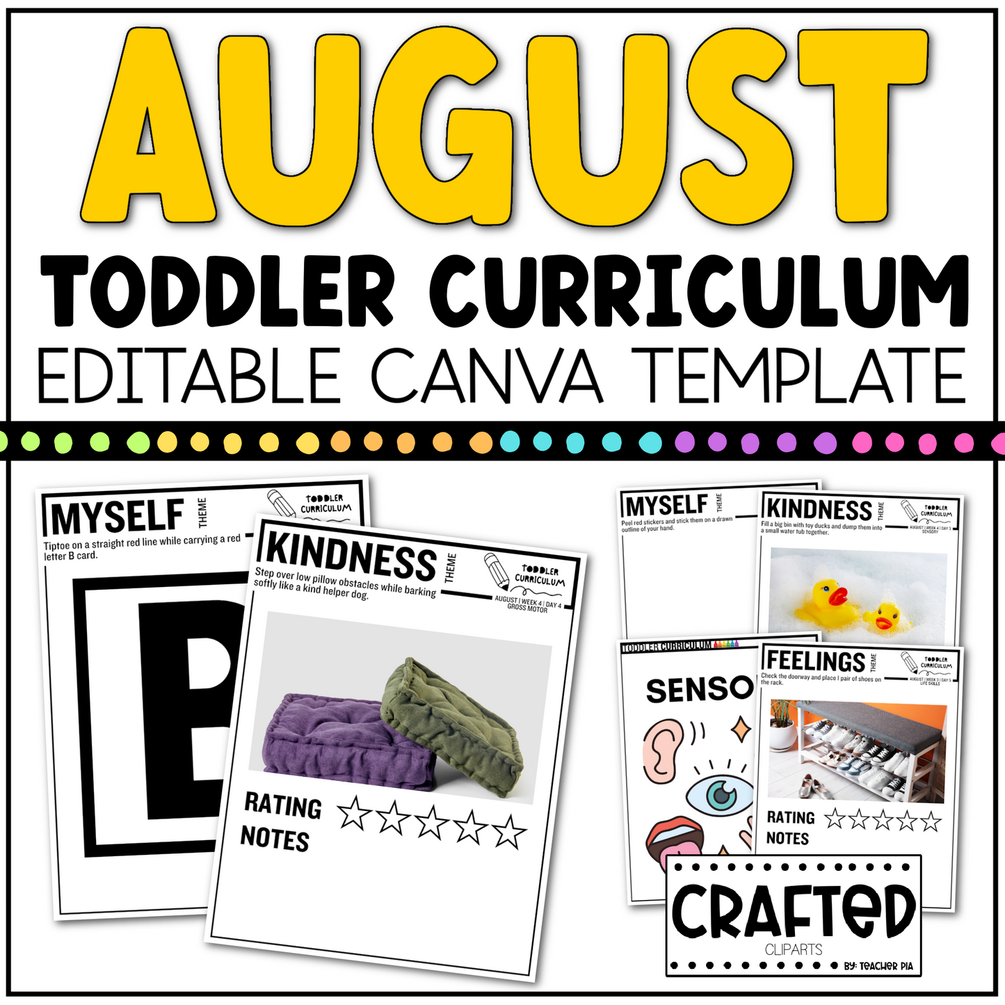 AUGUST Editable Toddler Curriculum Canva Template Daycare Homeschool Tot School
