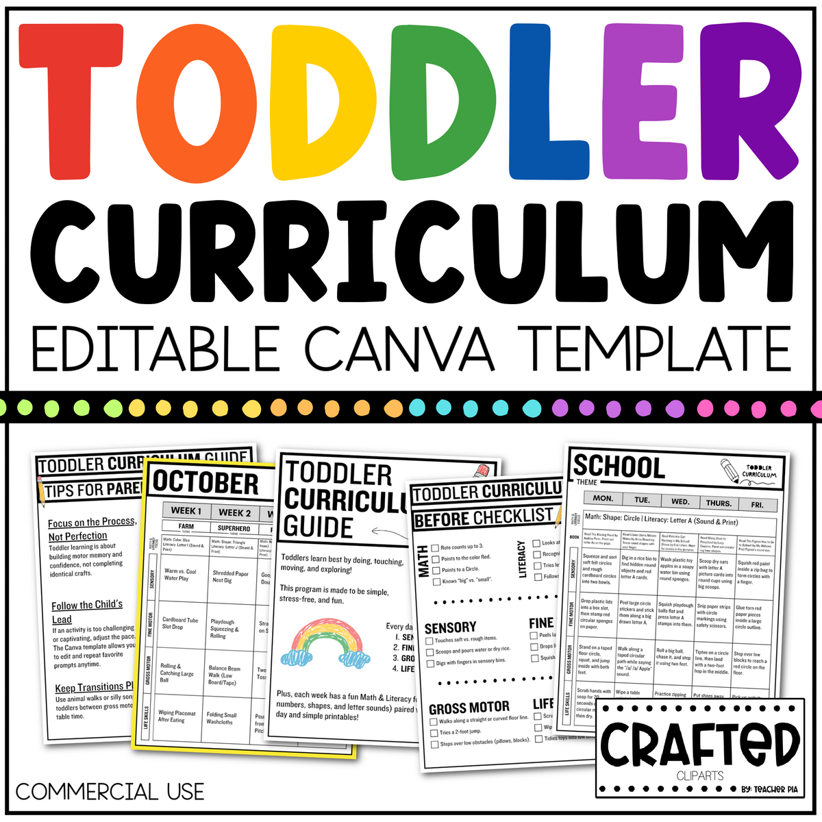 AUGUST Editable Toddler Curriculum Canva Template Daycare Homeschool Tot School