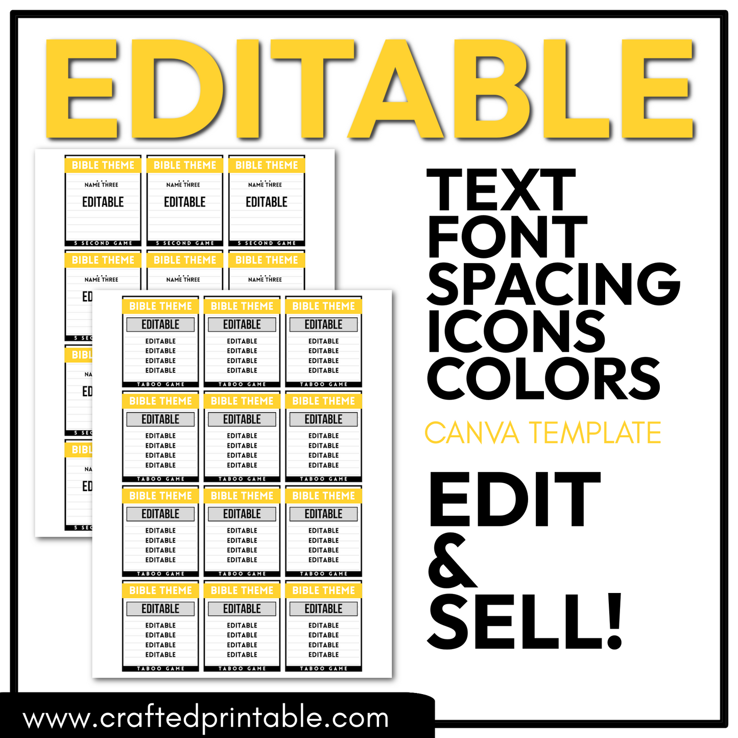 Editable Bible Theme PLR Party Game 5 Second Game & Forbidden Word Game