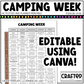 Editable Camping Week Activities and Planner Toddler Canva Template 2-4yo Summer