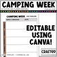 Editable Camping Week Activities and Planner Toddler Canva Template 2-4yo Summer