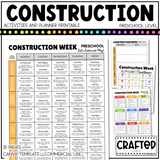 Editable Construction Week Activities and Planner Preschool Canva Template