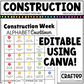 Editable Construction Week Activities and Planner Preschool Canva Template