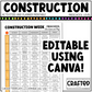 Editable Construction Week Activities and Planner Preschool Canva Template