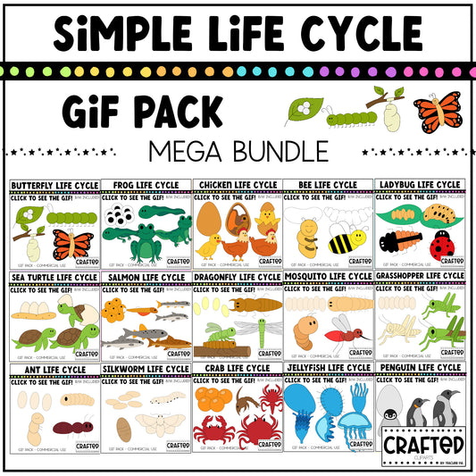 Simple Life Cycle Clipart GIF Pack Science MEGA Bundle