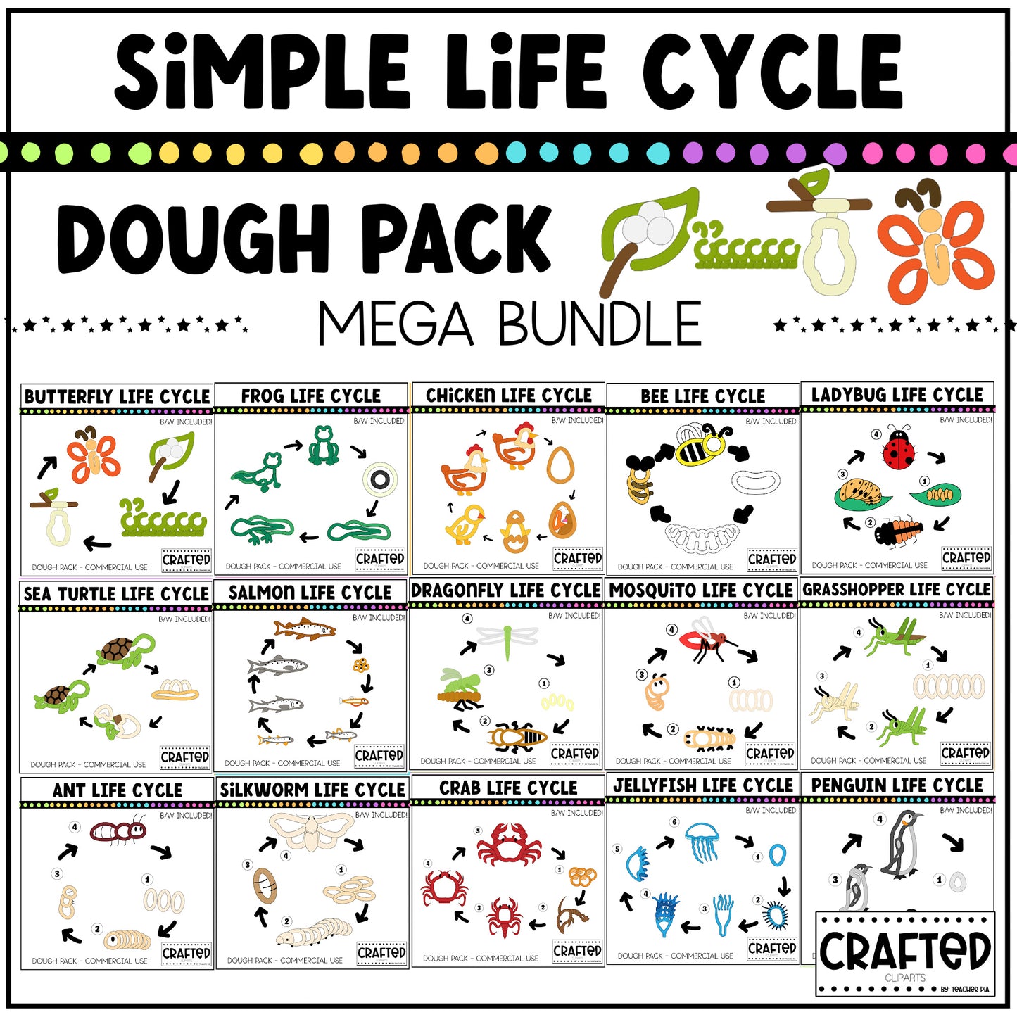 Simple Life Cycle Clipart Playdough Pack Science MEGA Bundle