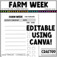 Editable Farm Week Activities and Planner Toddler Canva Template 2-4yo Summer