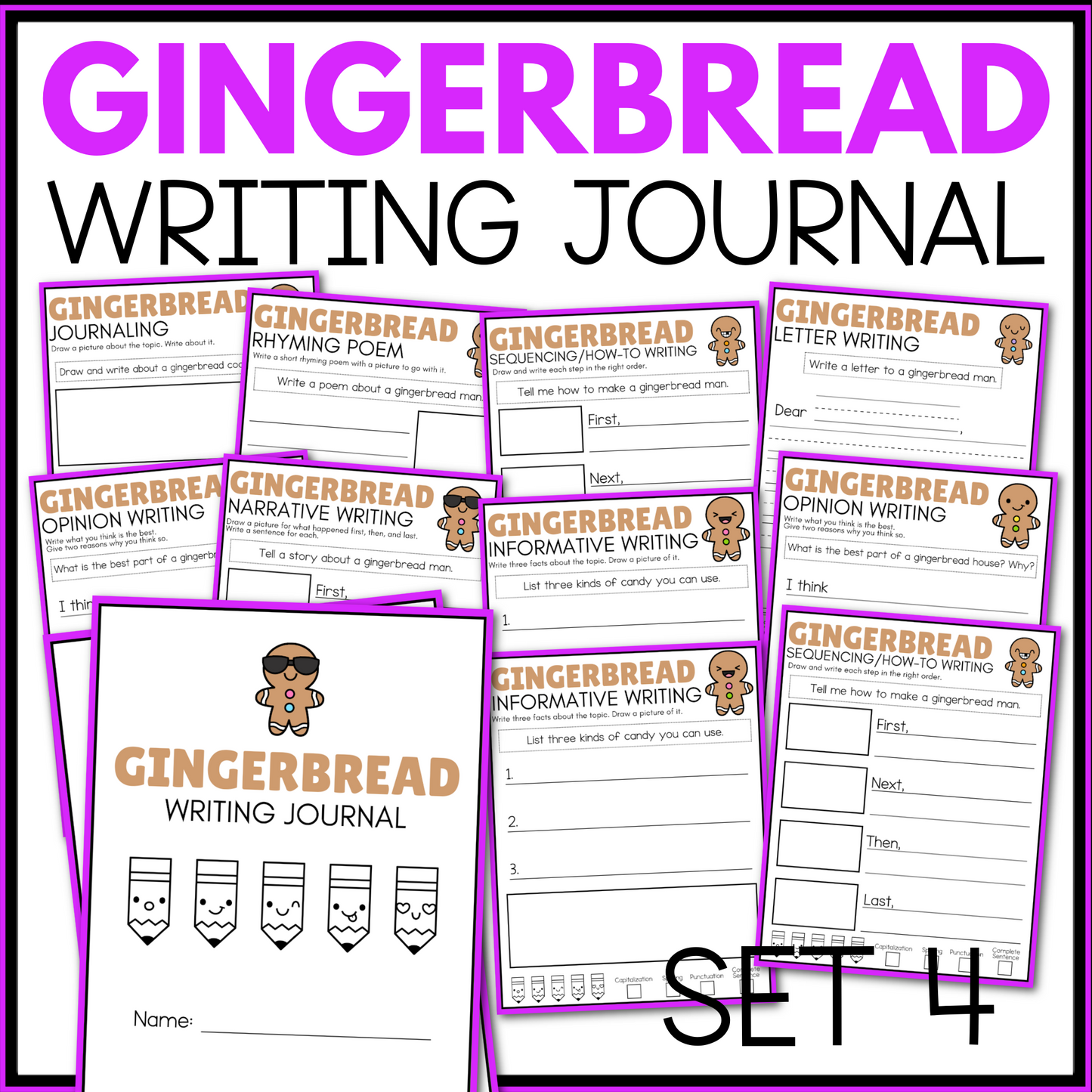 GINGERBREAD THEME WRITING JOURNAL - will send via email