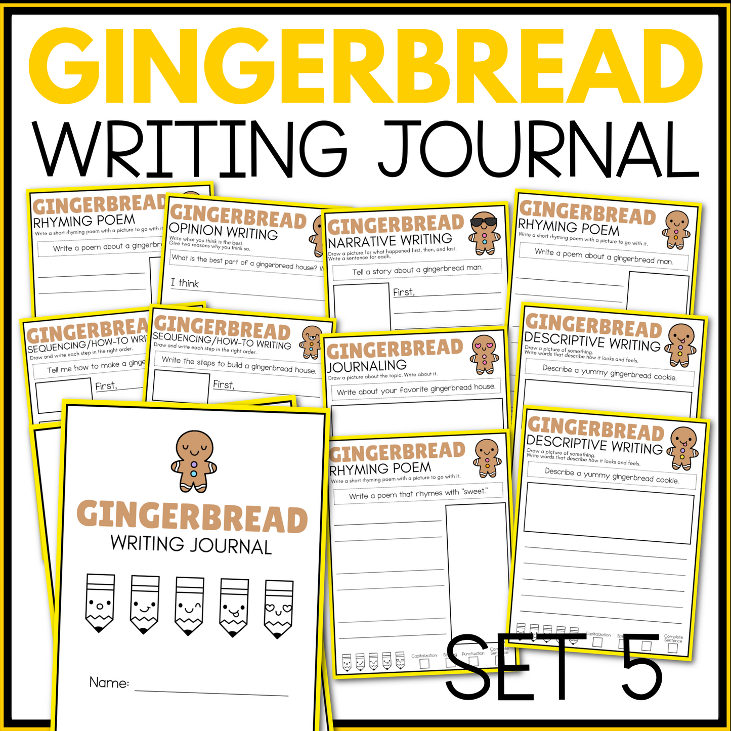GINGERBREAD THEME WRITING JOURNAL - will send via email