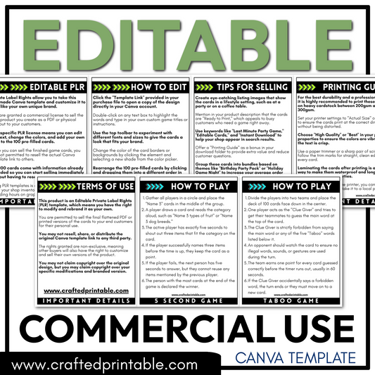 Editable Hospital Theme PLR Party Game 5 Second Game & Taboo Forbidden Word Game