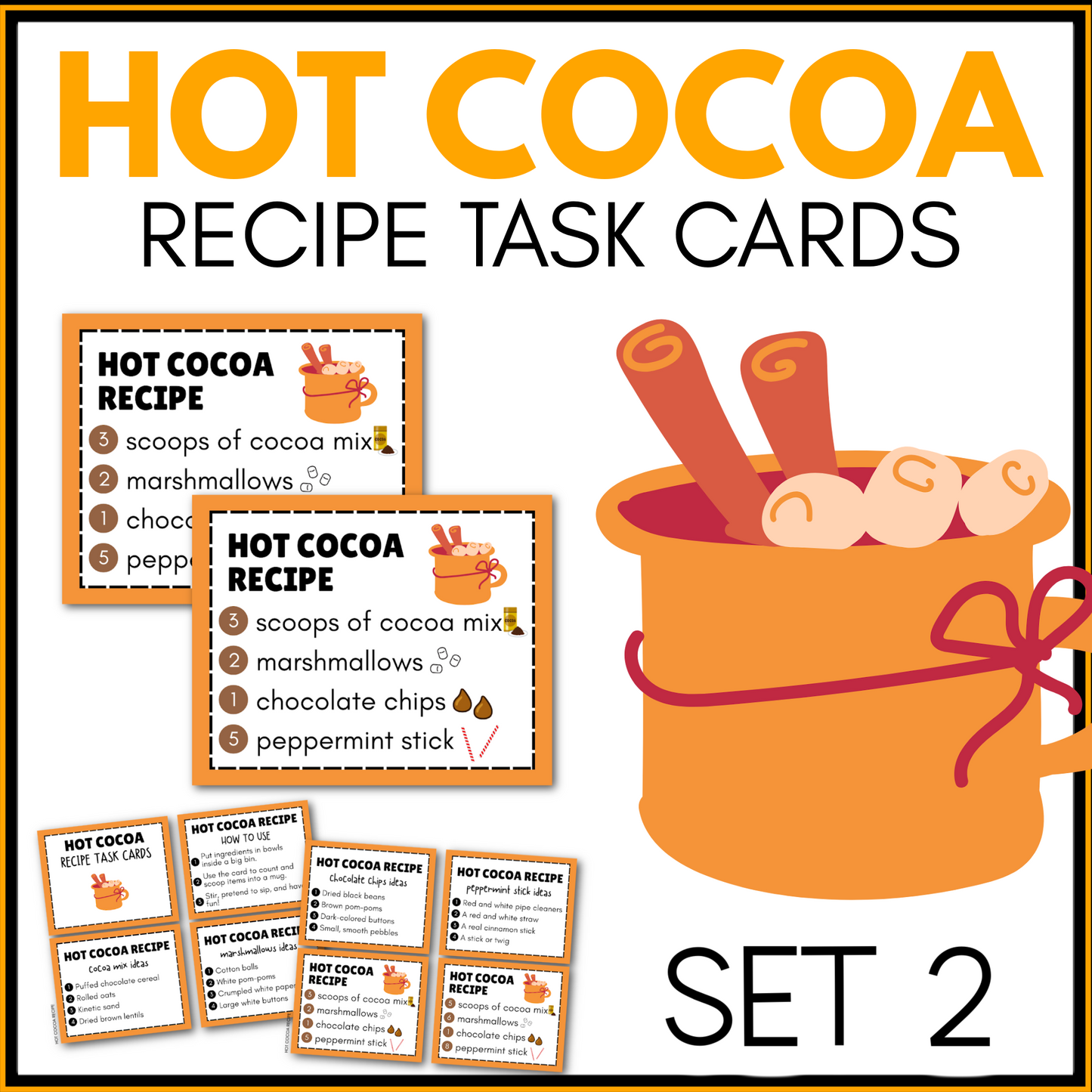 HOT COCOA RECIPE TASK CARDS (will email the files)