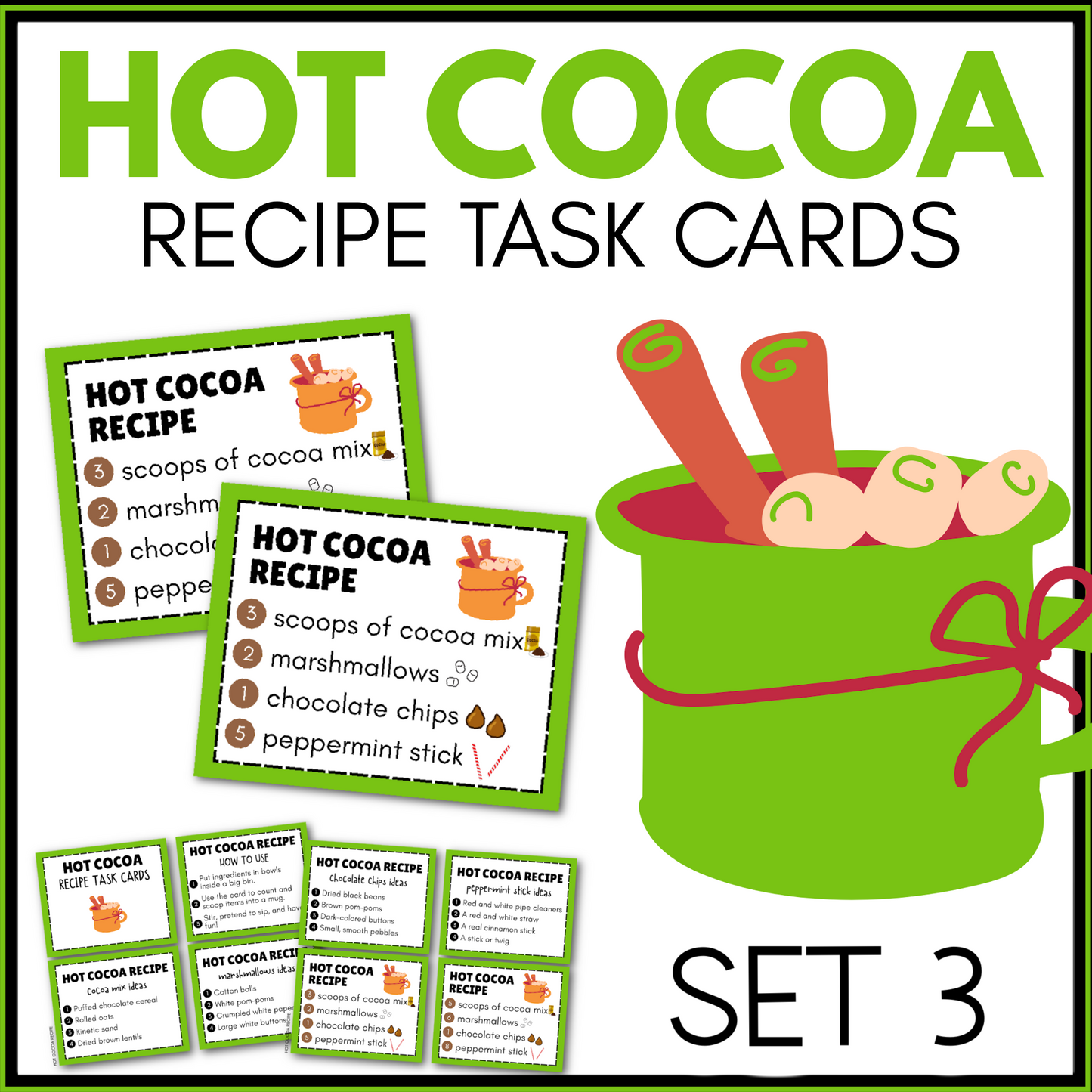 HOT COCOA RECIPE TASK CARDS (will email the files)