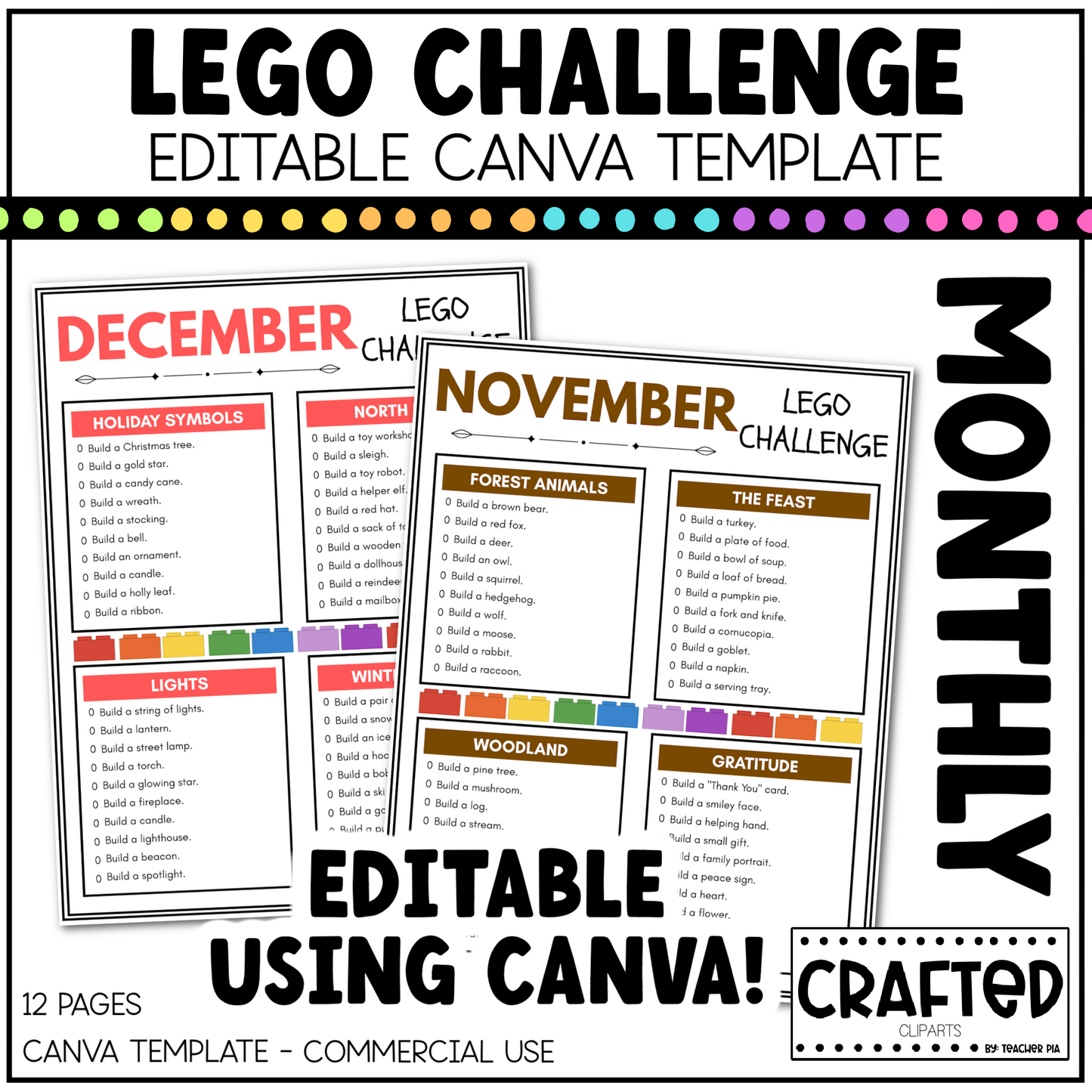 EDITABLE Le go Challenge For Kids Canva Template Commercial Use