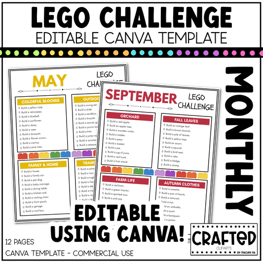 EDITABLE Le go Challenge For Kids Canva Template Commercial Use