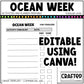 Editable Ocean Week Play Activities and Planner Toddler Canva Template 2-4yo