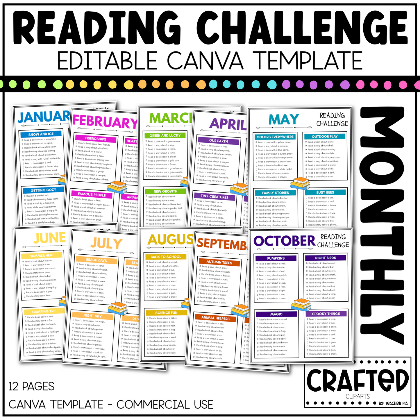 EDITABLE Reading Challenge For Kids Canva Template Commercial Use