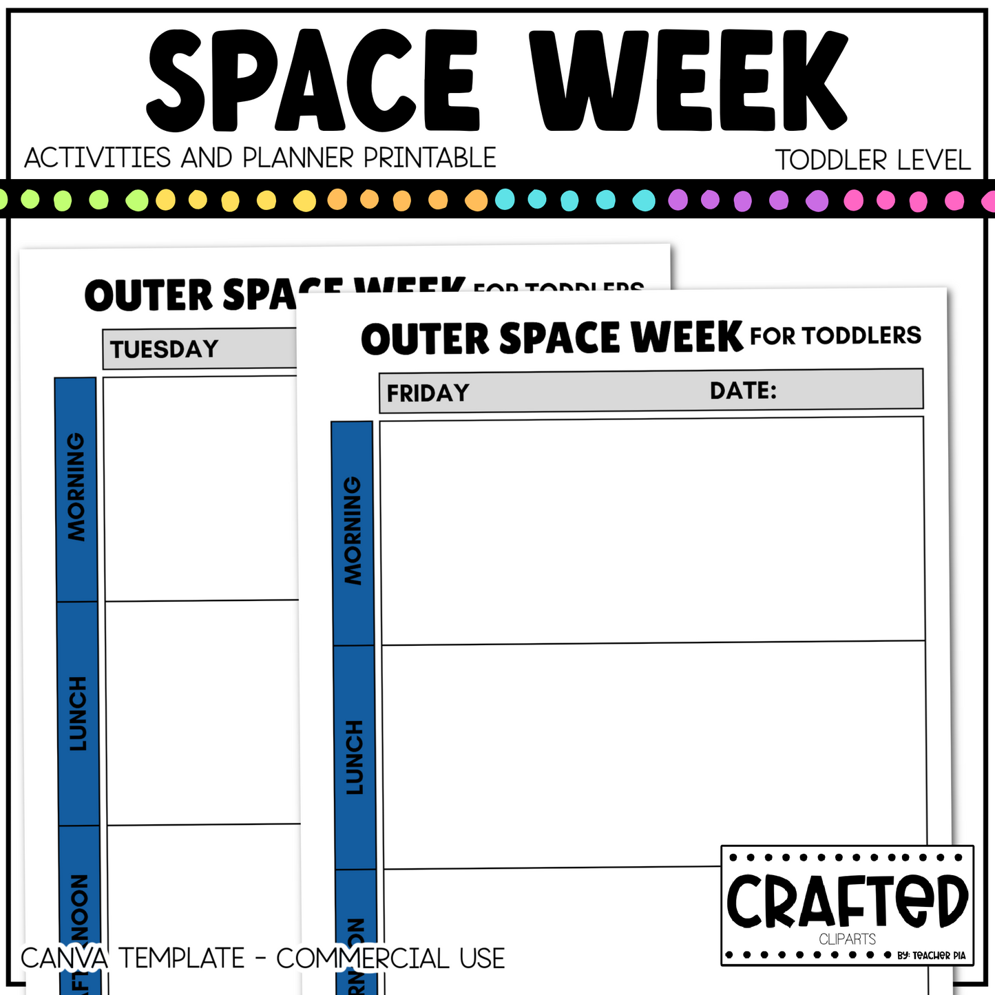 Editable Outer Space Week Activities and Planner Toddler Canva Template 2-4 Sped