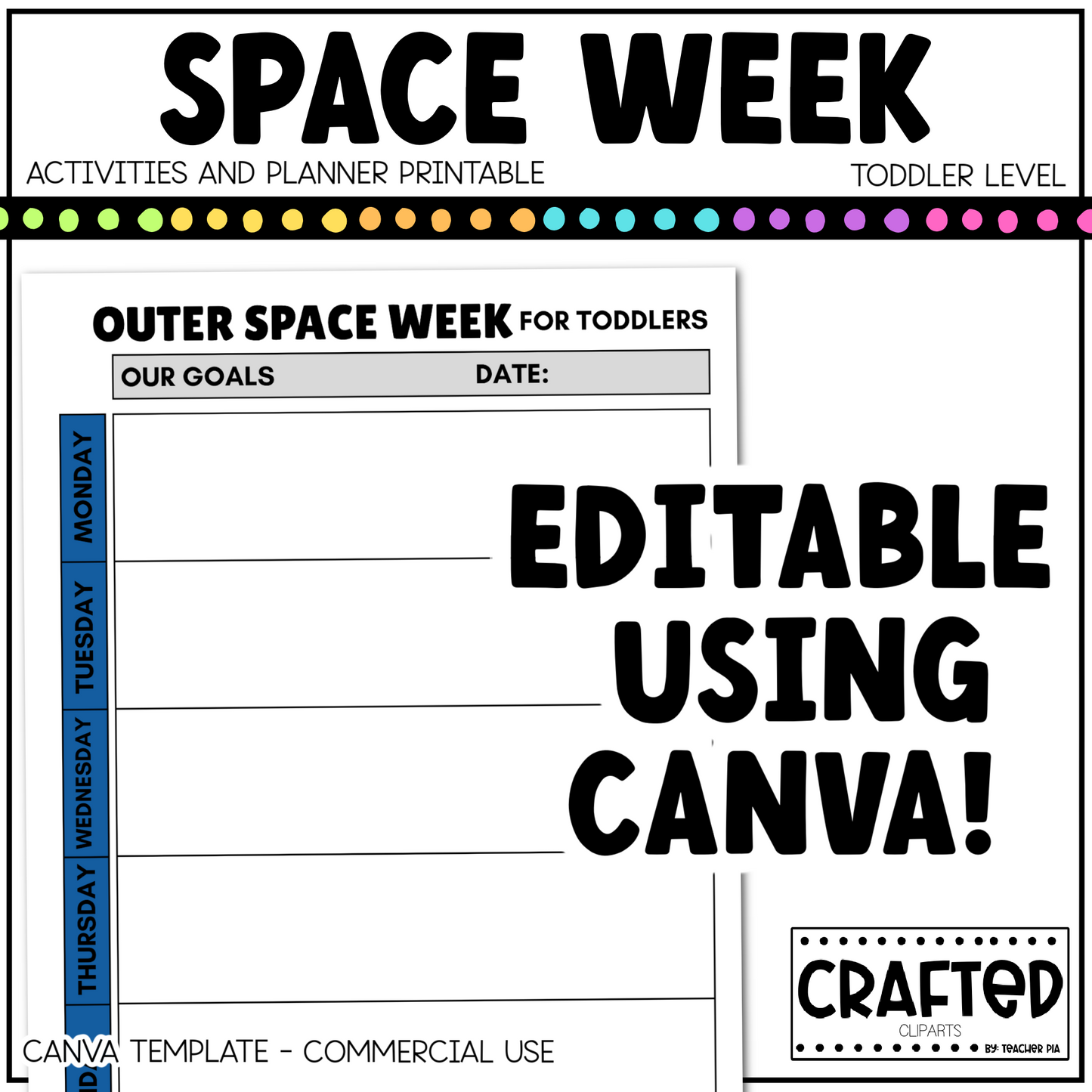 Editable Outer Space Week Activities and Planner Toddler Canva Template 2-4 Sped