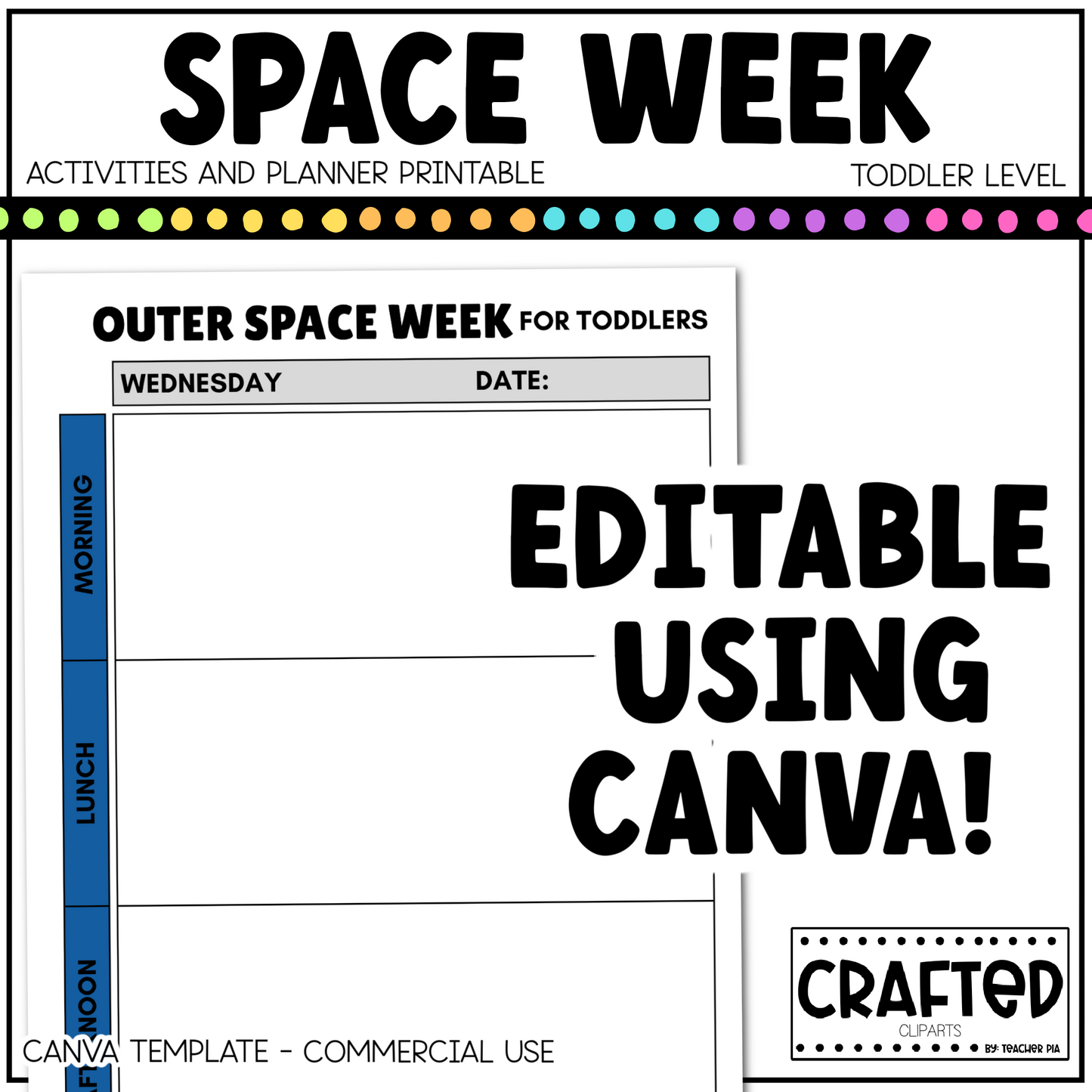 Editable Outer Space Week Activities and Planner Toddler Canva Template 2-4 Sped