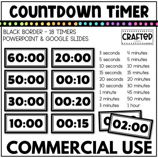 18 Black Countdown Timer Classroom Management Tool Morning Meeting Brain Break