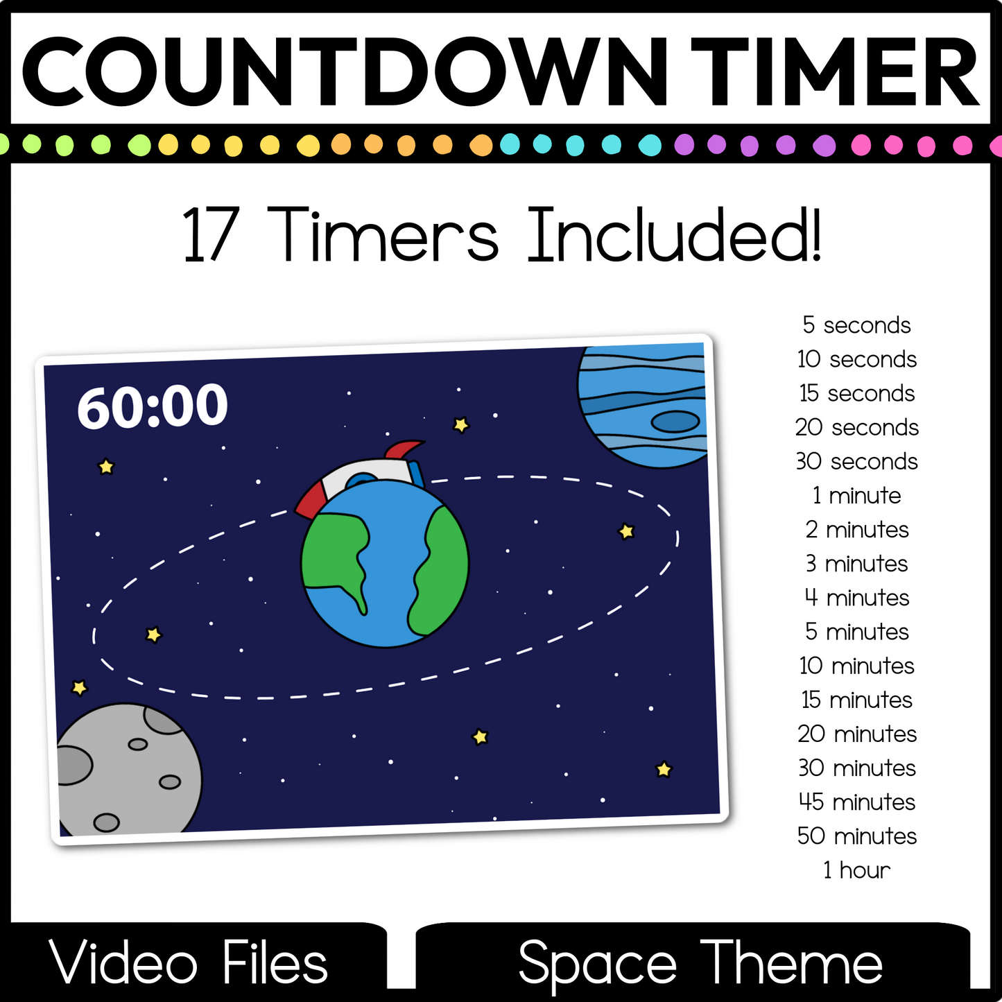 Space Theme Visual Timer Countdown Classroom Management Video